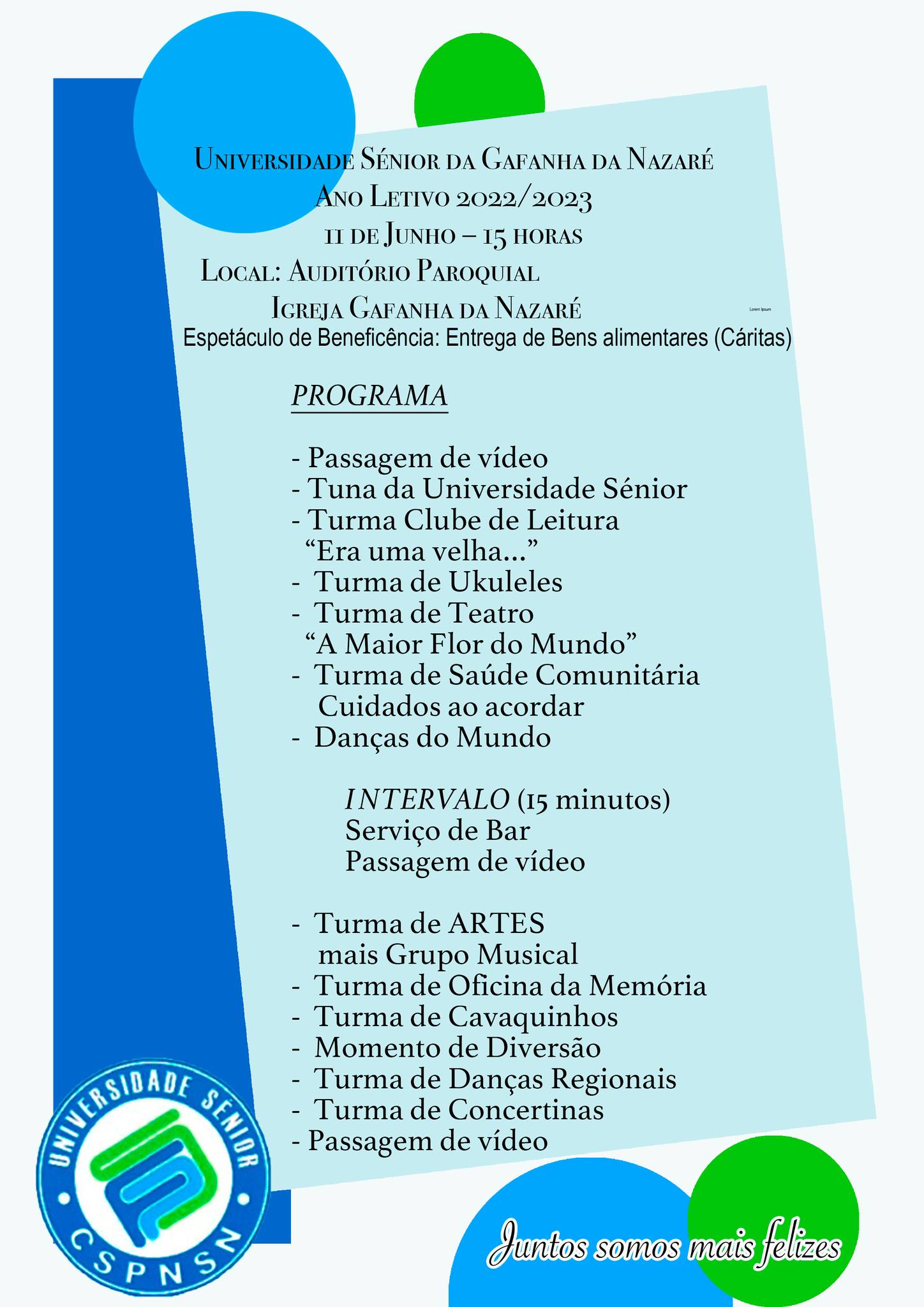 Universidade Sénior da Gafanha da Nazaré organiza festa de final de ano