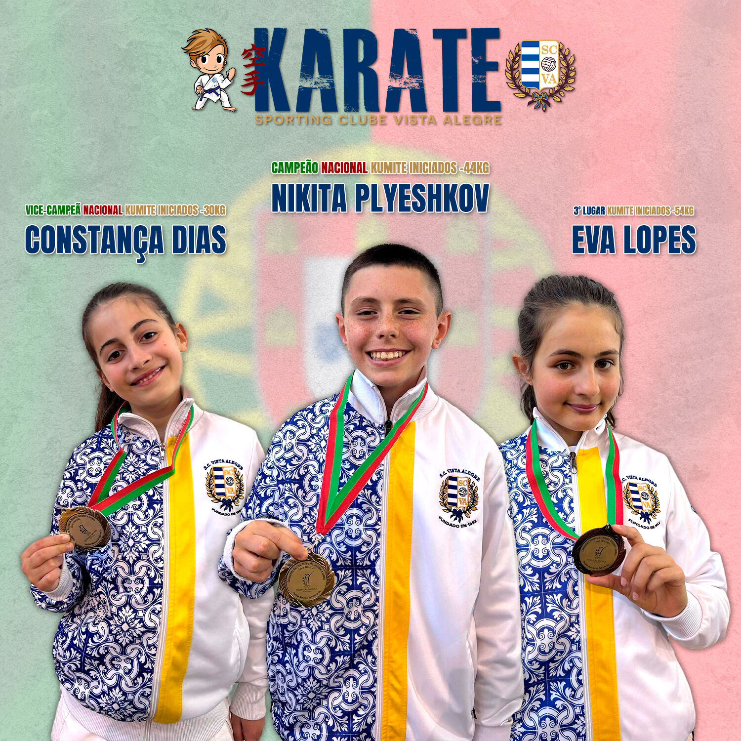 Karateca do SC Vista Alegre é Campeão Nacional Kumite Iniciados -44kg