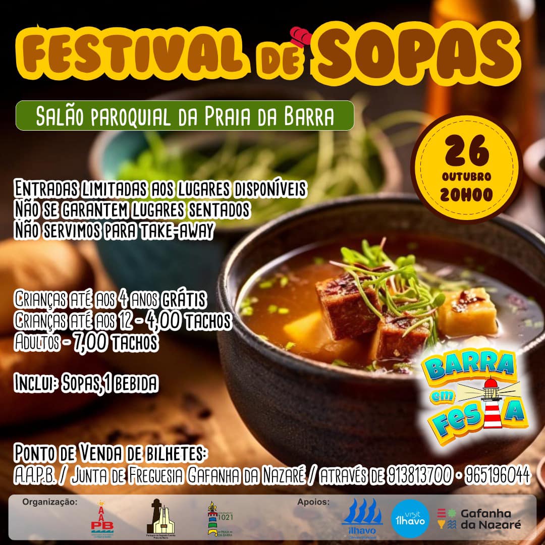 Festival de Sopas na Praia da Barra agendado para dia 26 de outubro